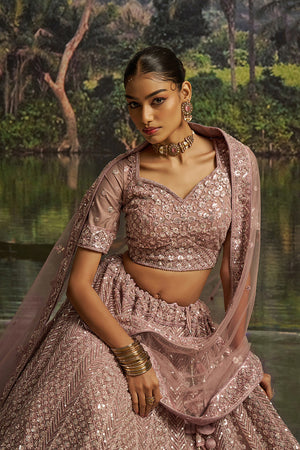Mauve Sequin Net Lehenga