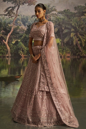 Mauve Sequin Net Lehenga