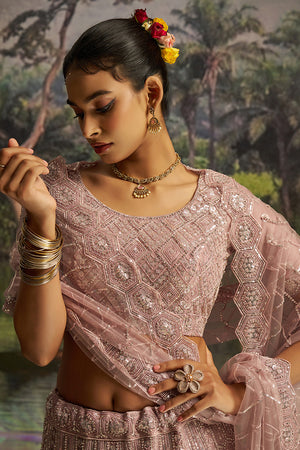 Mauve Sequin Net Lehenga