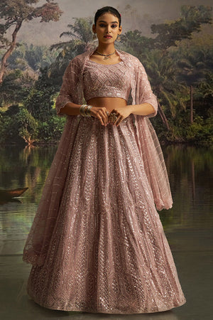 Mauve Sequin Net Lehenga