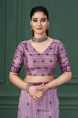 Lavender Warli Printed Silk Saree