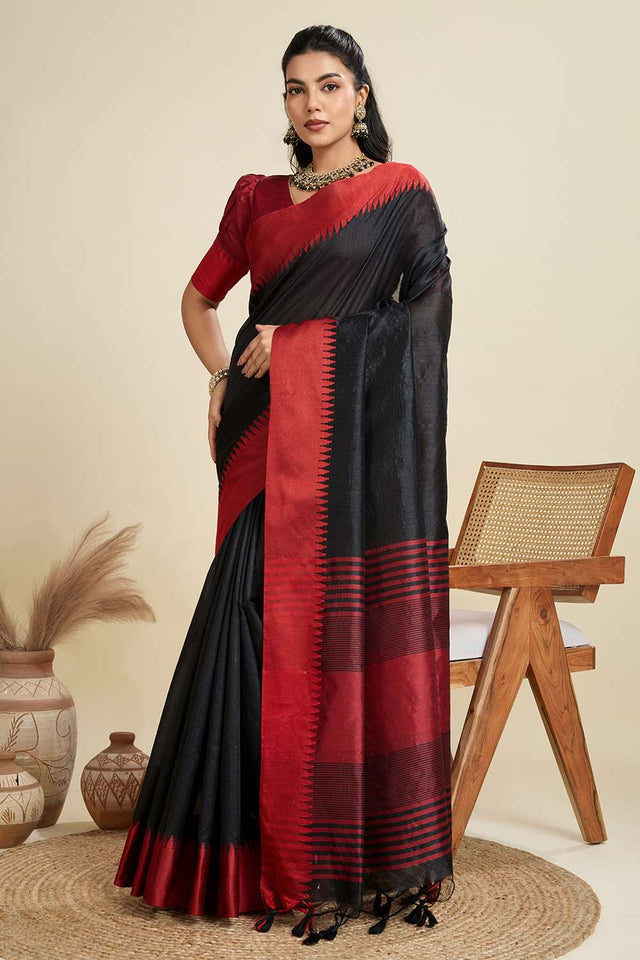 Black Woven Silk Saree