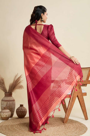Peach Woven Silk Saree
