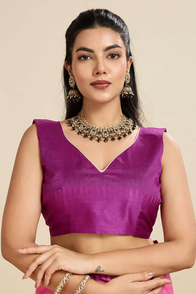 Pink Woven Silk Saree