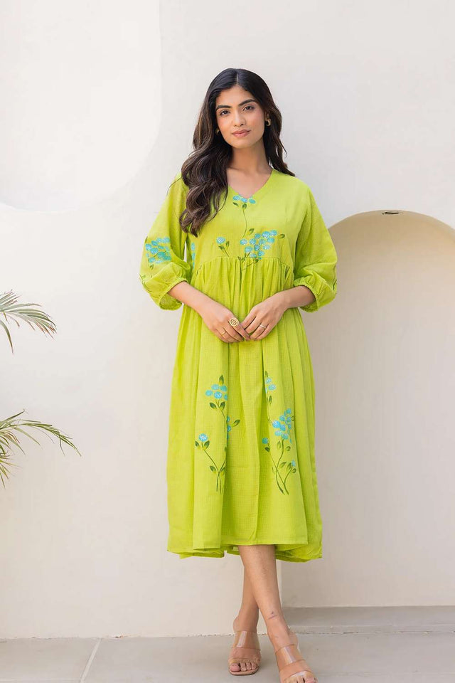 Green Floral Printed Dresses