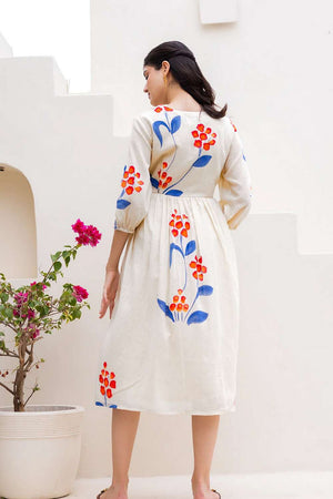 White Floral Printed Dresses