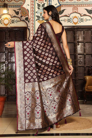 Maroon Woven Silk Blend Saree