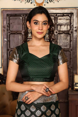 Green Woven Silk Blend Saree