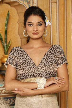 Brown Woven Linen Saree