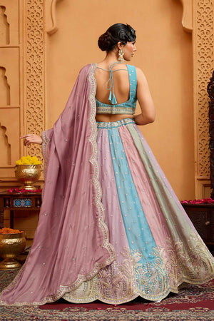 Multi-Color Floral Embroidered Georgette Lehenga