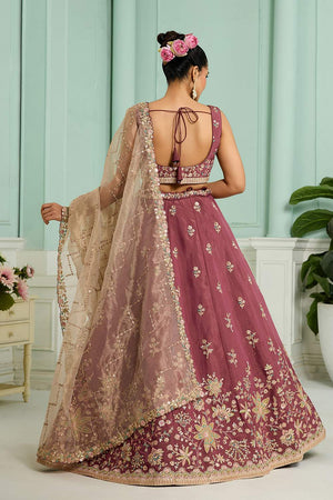 Multi Color Floral Embroidered Georgette Lehenga