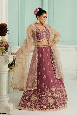 Multi Color Floral Embroidered Georgette Lehenga