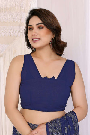 Blue Foil Printed Georgette Saree