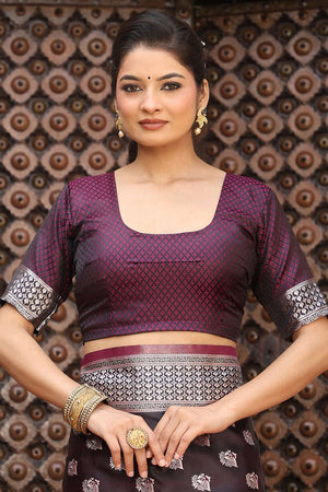 Wine Woven Silk  Saree