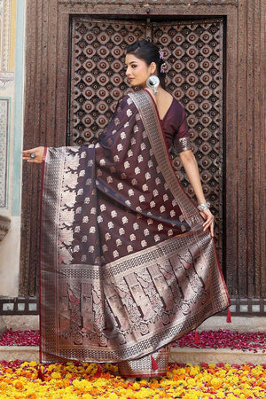 Red Woven Silk  Saree