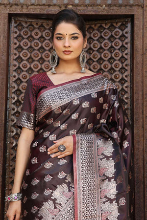 Red Woven Silk  Saree