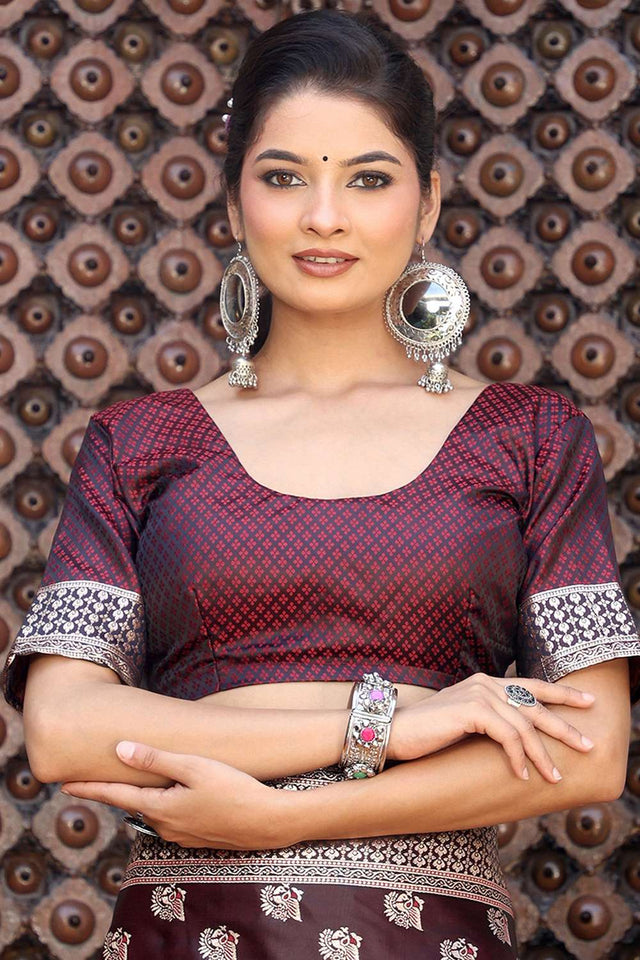 Red Woven Silk  Saree