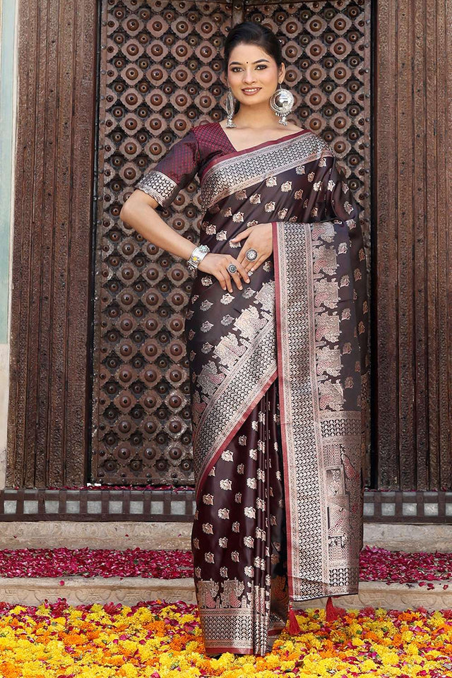 Red Woven Silk  Saree