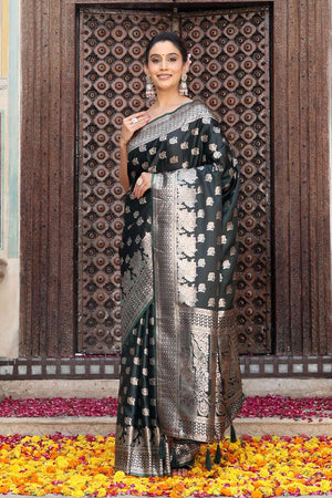 Green Woven Silk  Saree