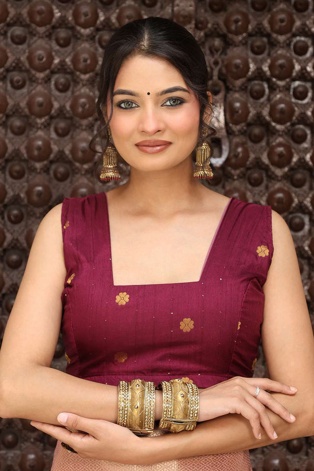 Pink Woven Cotton Saree