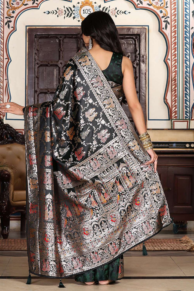 Green Woven Silk  Saree