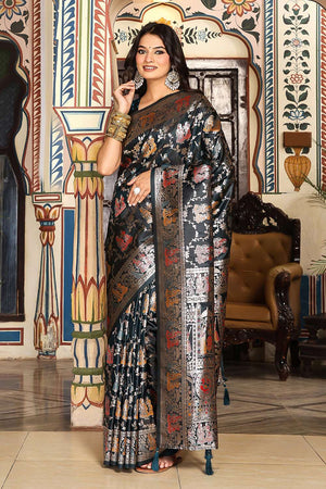 Green Woven Silk  Saree