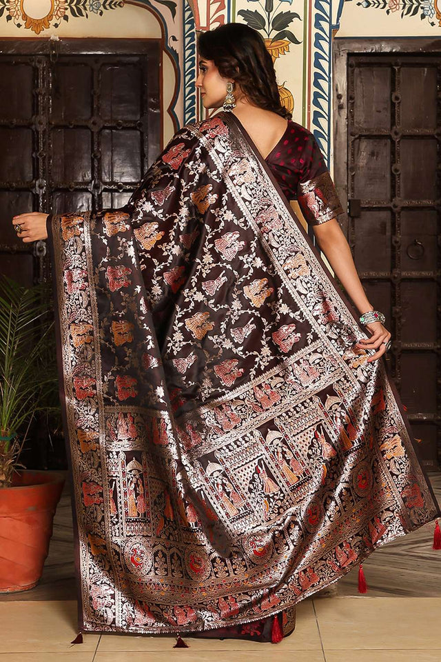 Red Woven Silk  Saree