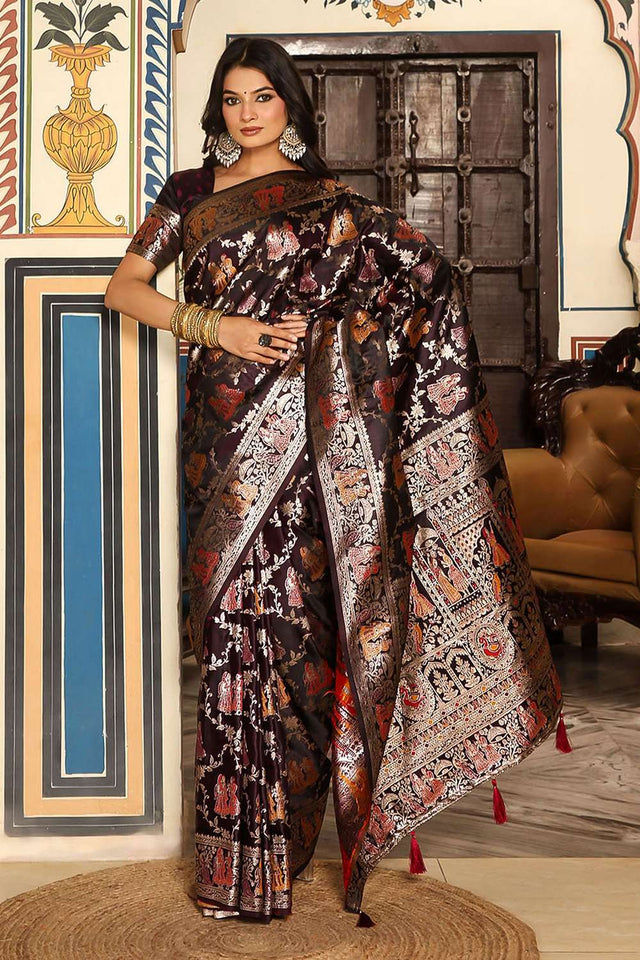 Red Woven Silk  Saree