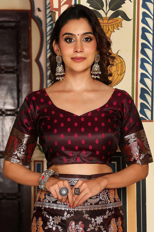 Red Woven Silk  Saree