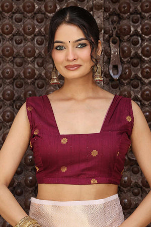 Light Pink Woven Cotton Saree