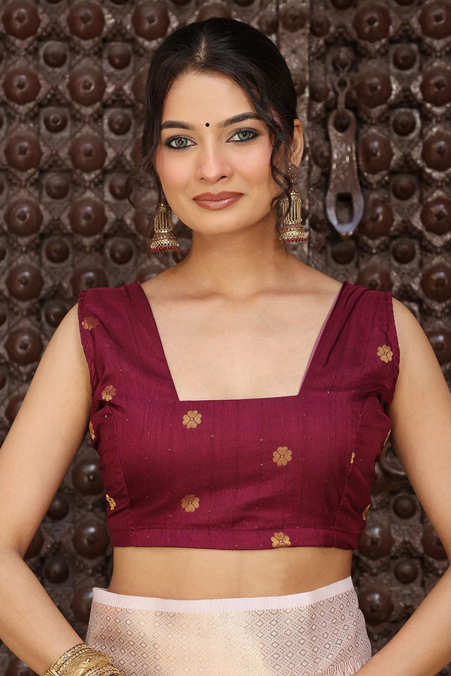 Light Pink Woven Cotton Saree