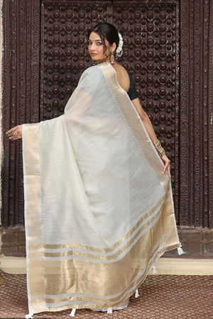 Grey Woven Cotton Saree