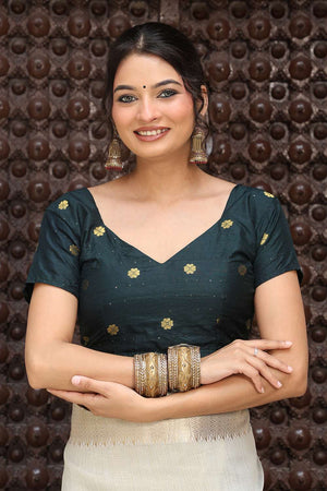 Grey Woven Cotton Saree