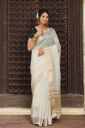 Grey Woven Cotton Saree