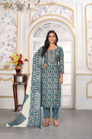 Rama Printed Rayon Straight Cut Suit Set