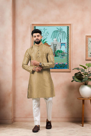 Brown Embroidered Art Silk Kurta Pyjama