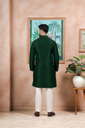 Green Embroidered Art Silk Kurta Pyjama