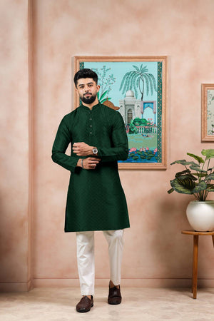 Green Embroidered Art Silk Kurta Pyjama