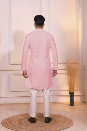 Pink Sequin with Chikankari Cotton Kurta Pyjama