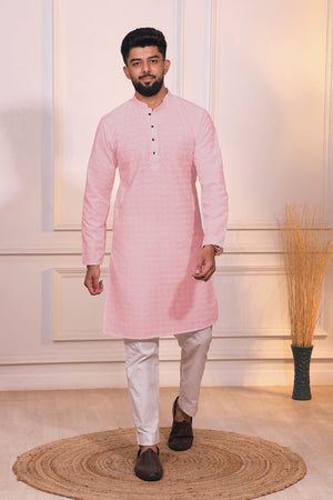 Pink Sequin with Chikankari Cotton Kurta Pyjama
