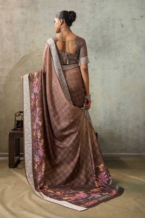 Maroon Floral Printed Viscose Saree