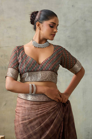 Maroon Floral Printed Viscose Saree