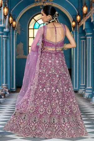 Lavender Sequin with Embroidered Net Lehenga