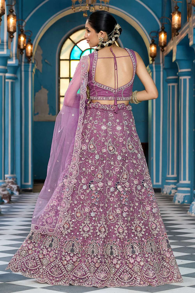 Lavender Sequin with Embroidered Net Lehenga