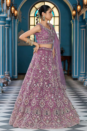 Lavender Sequin with Embroidered Net Lehenga