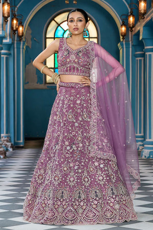 Lavender Sequin with Embroidered Net Lehenga