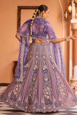 Violet Sequin with Embroidered Net Lehenga