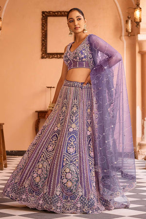 Violet Sequin with Embroidered Net Lehenga