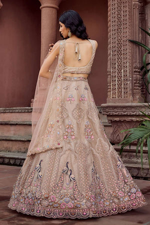 Beige Sequin with Embroidered Net Lehenga (ACA2663)