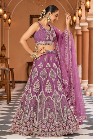 Lavender Sequin with Embroidered Net Lehenga